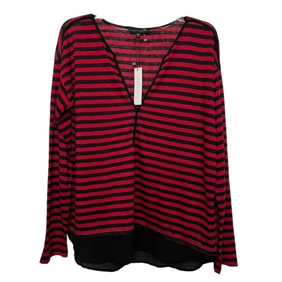 Sanctuary (NWT) Linen Deep V Neck Long Sleeve Top Size Large - Picture 4 of 9